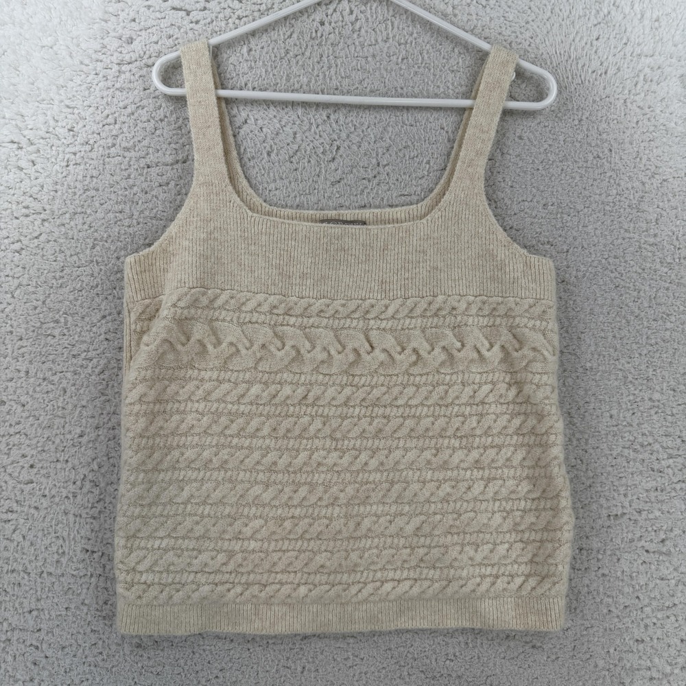 J.Crew Tank Top Womens 2XL Beige Square Neck Cable Knit Alpaca Blend Sweater